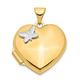 14ct Two Tone Polished Engravable Holds 2 photos Gold 18mm Love Heart With Butterfly Angel Wings Locket Jewelry Gifts for Women
