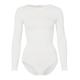 FALKE Damen Shapewear Ganzkörper-Body Fine Cotton Crew Neck W BO Weiches Material Langarmbody 1 Stück, Weiß (Ivory 2179), L