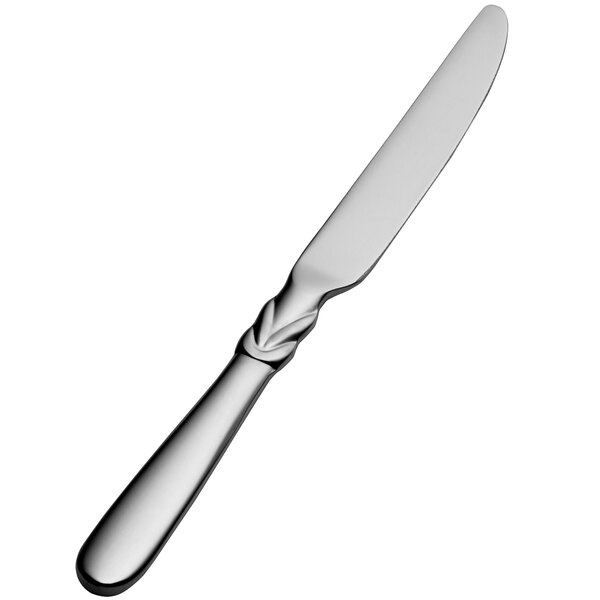 Bon Chef S2317 Forever 6 15/16" 13/0 Stainless Steel Extra Heavy Weight European Solid Handle Butter Knife - 12/Case