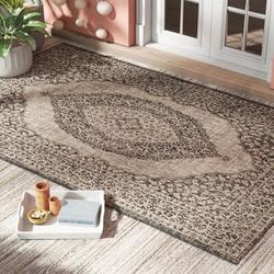 Black/Gray 48 x 0.25 in Area Rug - Bungalow Rose Amedee Oriental Light Gray/Black Indoor/Outdoor Area Rug | 48 W x 0.25 D in | Wayfair