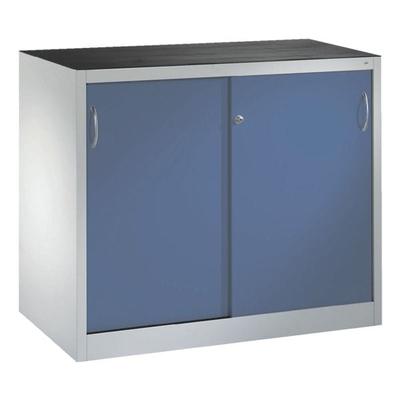 CP Stahlschrank mit Schiebetüren 120 x 100 cm blau, 120x100x40 cm