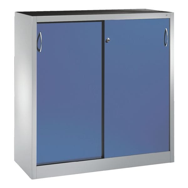 CP Stahlschrank mit Schiebetüren 120 x 120 cm blau, 120x120x40 cm Image