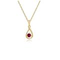 Gemondo 9ct Yellow Gold Round Ruby Pear Drop Pendant Necklace