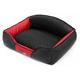 HobbyDog LELICCB11 Hundebett/Sofa/Korb Elite mit Kunstleder, schwarz/rot, L 65 x 50 x 24 cm