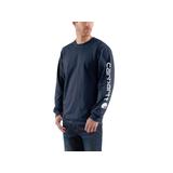 Carhartt Men's Loose Fit Heavyweight Long Sleeve Logo Sleeve Graphic T-Shirt, Navy SKU - 928105