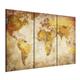 murando Canvas Wall Art World map 120x80 cm / 48"x32" 3 pcs. Non-woven Canvas Prints Image Framed Artwork Painting Picture Photo Home Decoration - travel vintage brown beige 020213-2