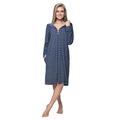 Dorota Fashion Soft Cotton Dressing Gown with Pockets, Zip and Hood - Blue - X-Large