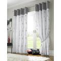 Tahiti Lined Organza Voile Embroidered Eyelet Curtains Silver (56-Inch x 90-Inch)