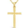 Alexander Castle Large Plain Solid 9ct Gold Cross Necklace for Women & Men - Gold Cross Necklace Pendant with 20" 9ct Gold Chain & Jewellery Gift Box - 40mm x 24mm