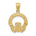14ct Yellow Gold Solid Satin Irish Claddagh Celtic Trinity Knot Charm Pendant Necklace Measures 28x14mm Jewelry Gifts for Women