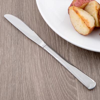 World Tableware 965 5262 Columbus 8 5/8" 18/0 Stainless Steel Heavy Weight Fluted Solid Handle Entree Knife - 36/Case