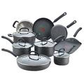 T-fal E765SEFA Hard Anodized Cookware Set, Nonstick Pots and Pans Set, 14 Piece, Thermo-Spot Heat Indicator, Gray