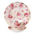 Royal Albert 100 Years 40017535 1980 Rose Blush Teacup, Saucer, Plate 20cm, 3 Piece Set Pink, Bone China, 200 milliliters