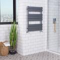 Warmehaus Designer Bathroom Flat Panel Heated Towel Rail Radiator - 800 x 600 mm Sand Grey