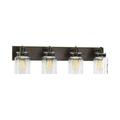 Calhoun Collection Four-Light Antique Bronze Clear Glass Farmhouse Bath Vanity Light