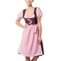 Partychimp Okoberfest Damen Dirndl Anne-Ruth Mittellang Rosa/Braun Größe S/36