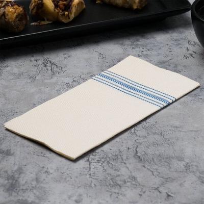 Hoffmaster FP1111 15 1/2" x 15 1/2" FashnPoint White/Blue Dishtowel Print Dinner Napkin - 800/Case