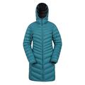 Mountain Warehouse Florence Womens Winter Long Padded Jacket - Water Resistant Rain Coat, Lightweight Ladies Jacket, Warm, 30C Heat Rating - for Outdoors, Walking Petrol Blue 18