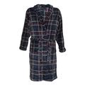 Espionage Mens Yarn Dyed Checked Microfleece Dressing Gown With Shawl Collar Details (095) in Grey/Navy/Wine in 3XL