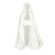 BEAUTELICATE Wedding Hooded Cloak Bridal Cape with Fur Trim Full Length Free Hand MUFF, Ivory, Length:50 in