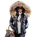 Roiii Womens Ladies Quilted Winter Coat Coat Hood Down Jacket Parka Outwear Size 8 14 20 (10, Black)