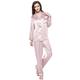 LilySilk Women's Silk Pyjama Set 22 Momme Long Sleeves Pajamas Sleepwear 100% Pure Mulberry Silk Charmeuse Rosy Pink Size 10/S