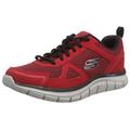 Skechers Men's Track Bucolo Sports Shoes, Red Leather Black Mesh Trim, 7 UK