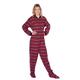 BIG FEET PAJAMA CO. Red Plaid with Grey Hearts Cotton Flannel Adult Footed Pajamas w/Drop-seat