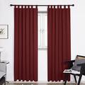 Deconovo Tab Top Curtains Thermal Insulated Blackout Curtains for Girls Room 140x245cm Red ONE Pair