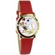 Whimsical Watches Bridge Red Leather and Goldtone Unisex Quartz Watch with White Dial Analogue Display and Multicolour Leather Strap C-0430005
