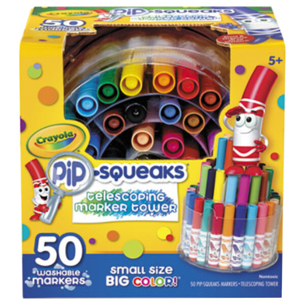 Crayola 588750 Pip-Squeaks Assorted Color Telescoping Mini Size Markers with Tower - 50/Pack