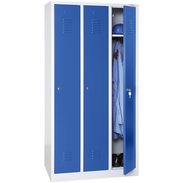 Gürkan Spind mit Drehriegelverschluss für Vorhängeschloss grau, 90x180x50 cm