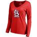 Women's Fanatics Branded Red St. Louis Cardinals Splatter Logo Long Sleeve V-Neck T-Shirt