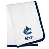 White Vancouver Canucks Personalized Baby Blanket