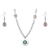 Oakland Athletics Crystals from Swarovski Baseball Necklace & Earrings