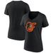 Women's Black Baltimore Orioles Team Color Primary Logo V-Neck T-Shirt