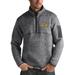 Men's Antigua Heathered Charcoal GA Tech Yellow Jackets Fortune 1/2-Zip Pullover Sweater