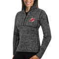 Women's Antigua Charcoal New Jersey Devils Fortune 1/2-Zip Pullover Sweater