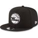 Men's New Era Black Philadelphia 76ers & White Logo 9FIFTY Adjustable Snapback Hat