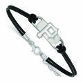 Women's Pittsburgh Pirates Sterling Silver Small Center Leather Bracelet