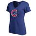 Women's Fanatics Branded Royal Chicago Cubs Splatter Logo V-Neck T-Shirt