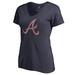 Women's Fanatics Branded Navy Atlanta Braves Static Logo V-Neck T-Shirt