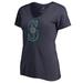 Women's Fanatics Branded Navy Seattle Mariners Static Logo V-Neck T-Shirt