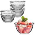 Set of 6 Glass Dessert Bowls - Beaded Edge Breakfast Bowls