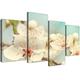 Wallfillers Large Japanese Cherry Blossom Duck Egg Blue White Floral Shabby Chic Canvas Multi 4 Part - 4289