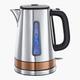 Russell Hobbs Luna Stainless Steel & Copper 1.7L Cordless Electric Kettle (Quiet & Fast Boil 3KW, Removable washable anti-scale filter, Easy push button lid, Perfect pour spout) 24280