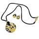 GlassOfVenice Murano Glass Venetian Reflections Round Necklace and Earrings Set - Black Gold