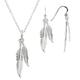 Les Poulettes Jewels - Set Silver Feathers Necklace and Earrings - Size 45 cm
