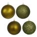 Vickerman 315811 - 6" Olive 4 Finish Matte Shiny Sequin Glitter Ball Christmas Tree Ornaments (set of 4) (N591514BX)