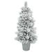 Vickerman 408636 - 5' x 30" Artificial Potted Flocked Ashton Pine Tree with 150 Warm White LED Lights Christmas Tree (B160251LED)